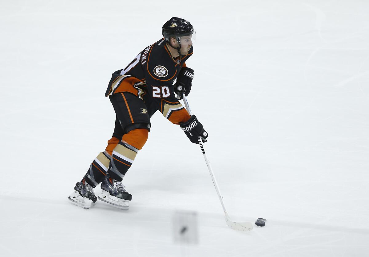 Defenseman James Wisniewski faces off against his former team when the Ducks play the Blue Jackets on Tuesday.