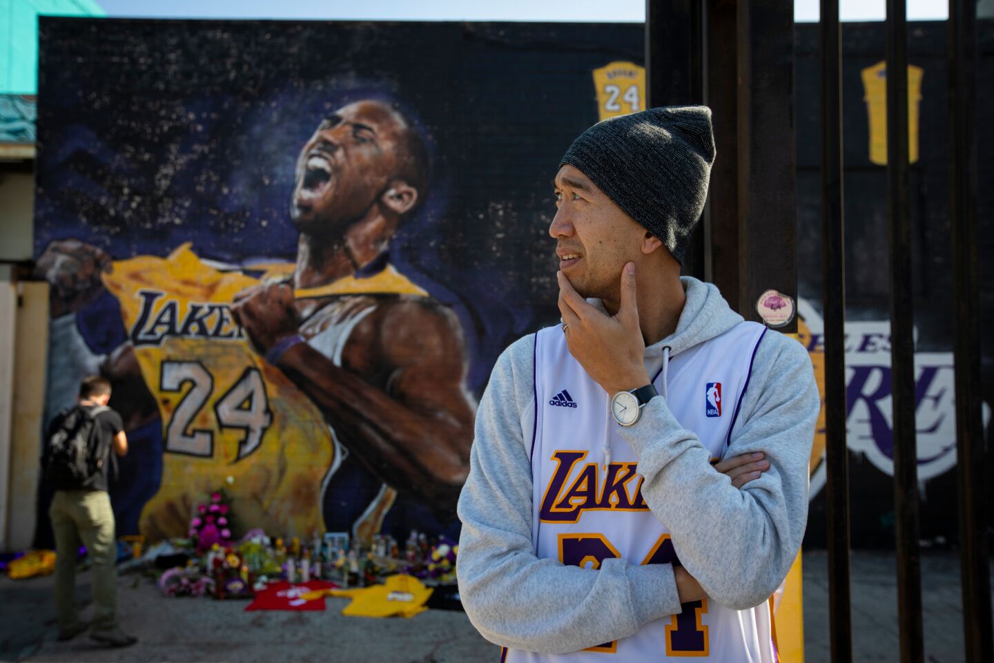 Murals with Kobe's image.