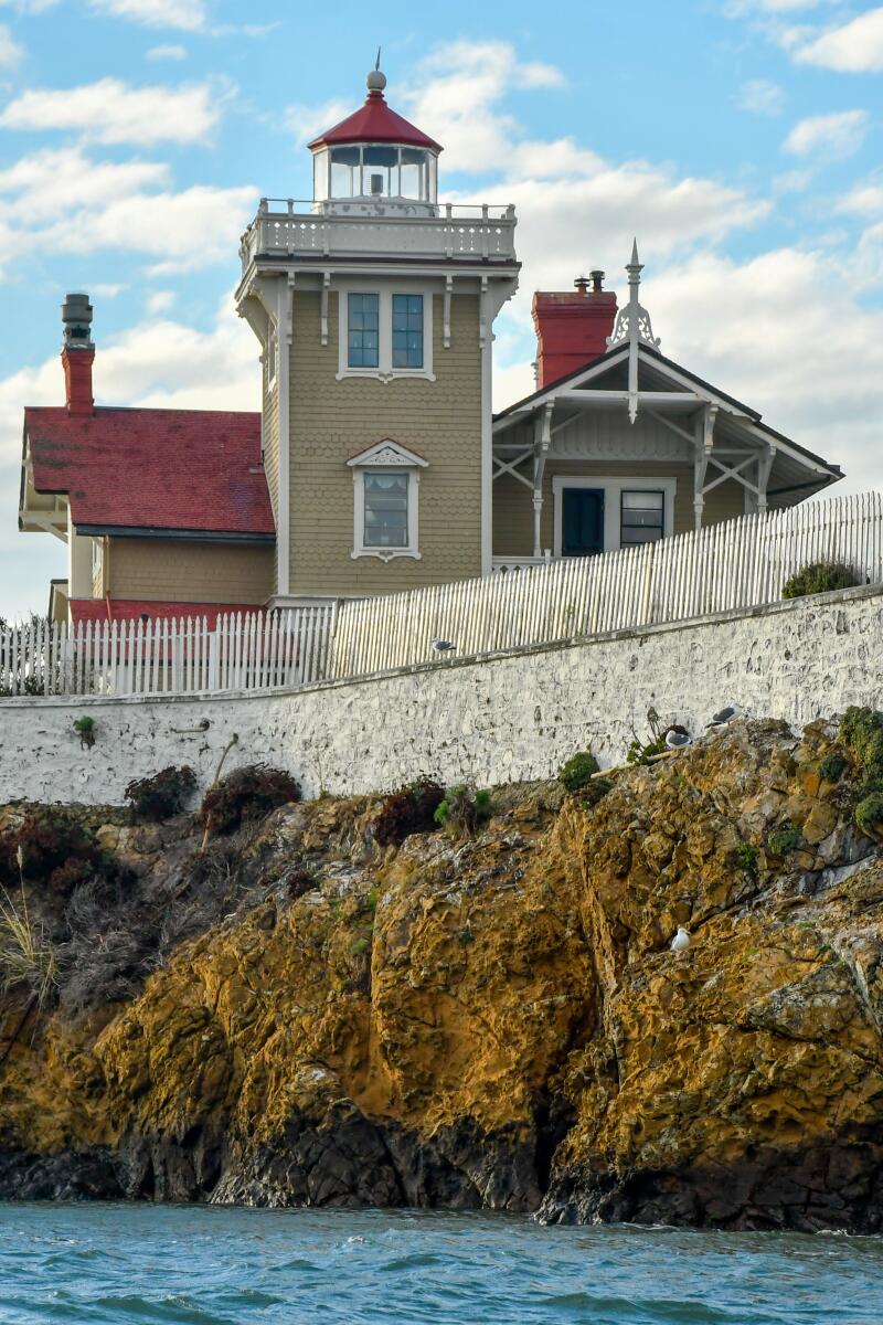 The East Brother Light Station B&B stands on a tiny island in San Francisco Bay. Guests arrive by boat.