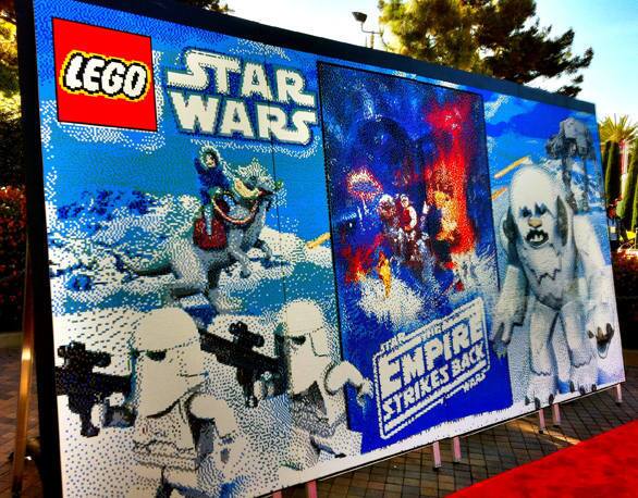 A mural made with 165,000 Lego bricks in Star Wars Miniland at Legoland California.