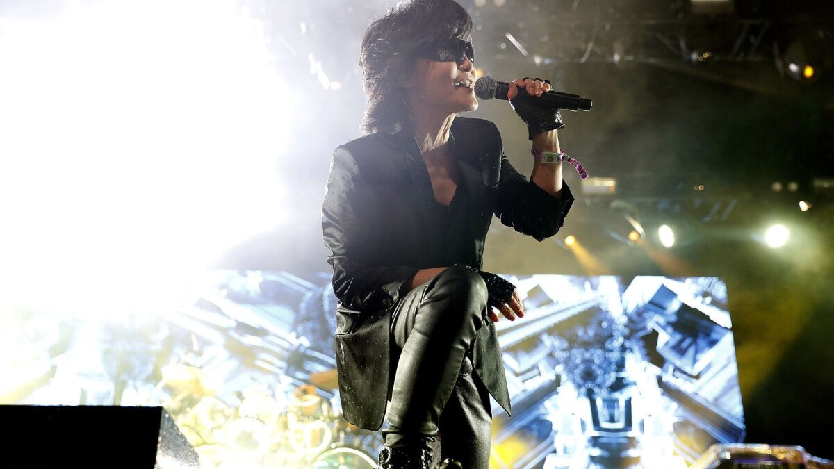 X Japan vocalist Toshi performs at Coachella on Saturday night.
