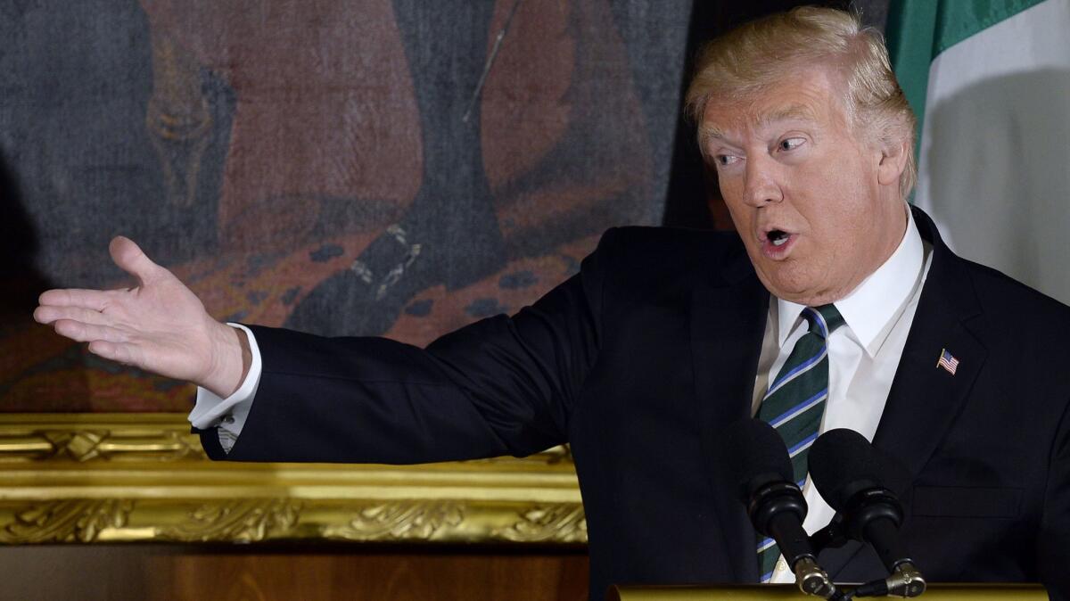 President Trump speaks at the Capitol in Washington on Thursday.