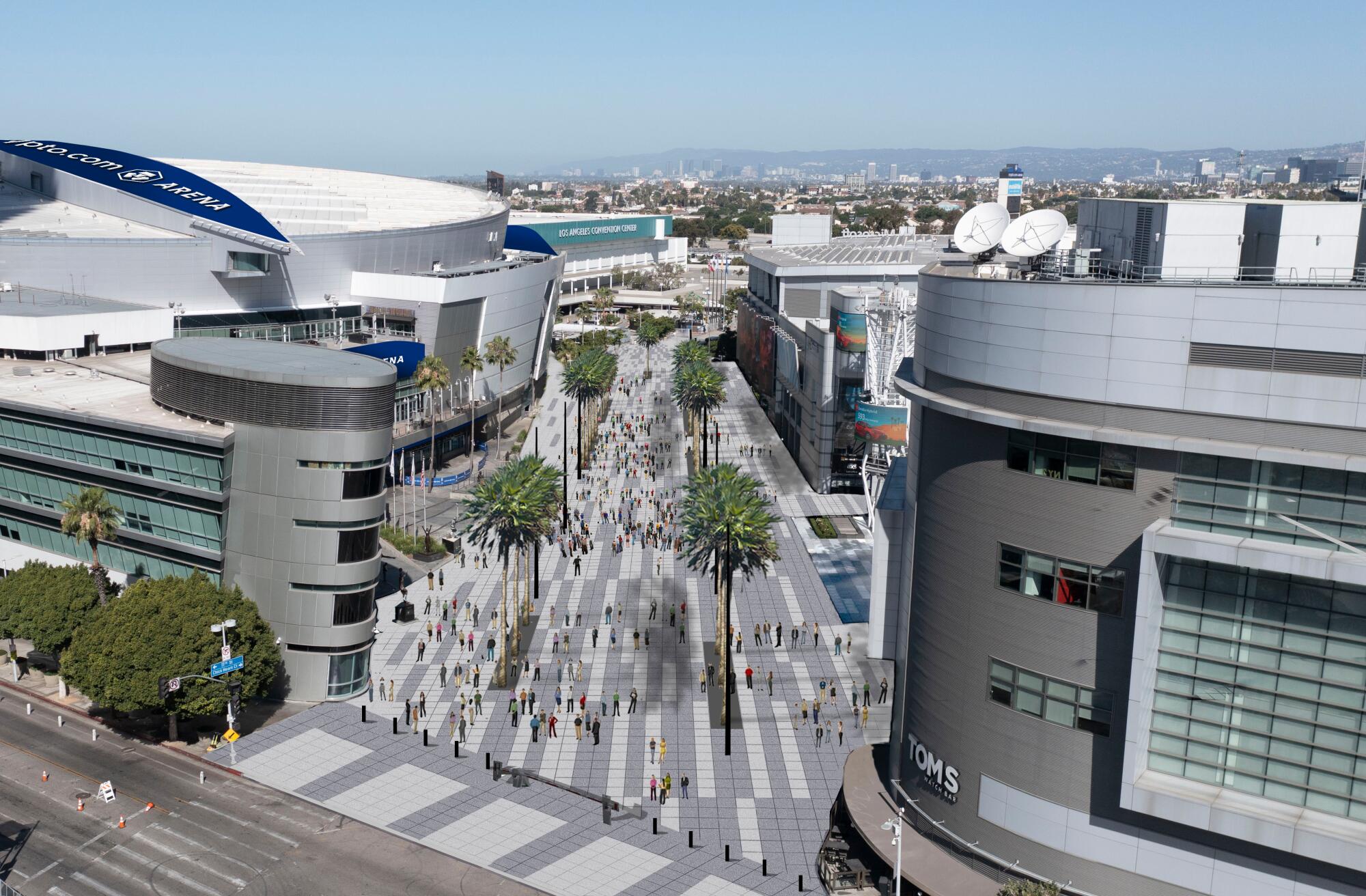 An artist's rendering of the future look of Chick Hearn Court