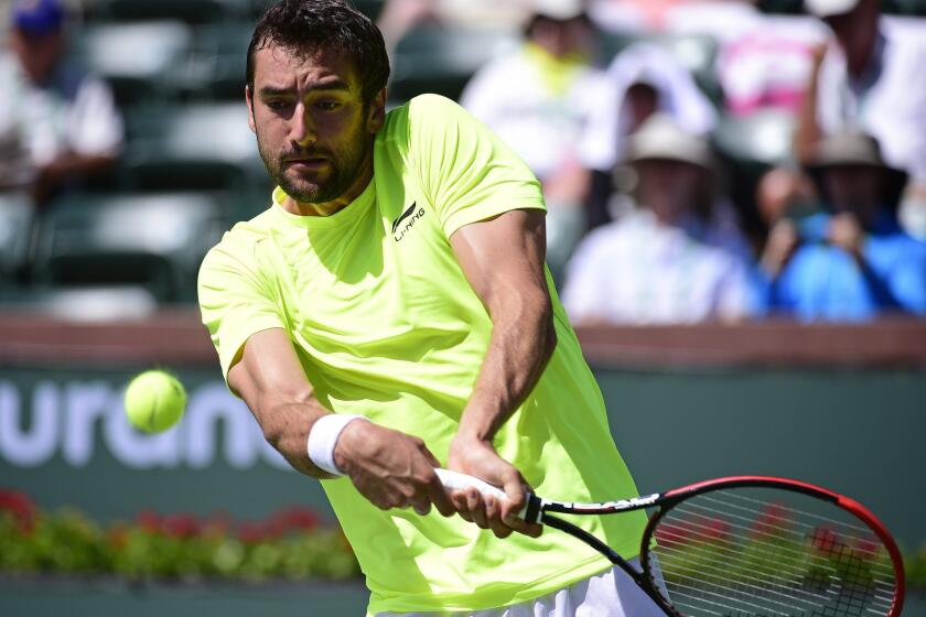 Marin Cilic hadn't played since November due to a sore shoulder, and it showed during Saturday's 6-4, 6-4 loss to Juan Monaco during the Paribas Open at Indian Wells.
