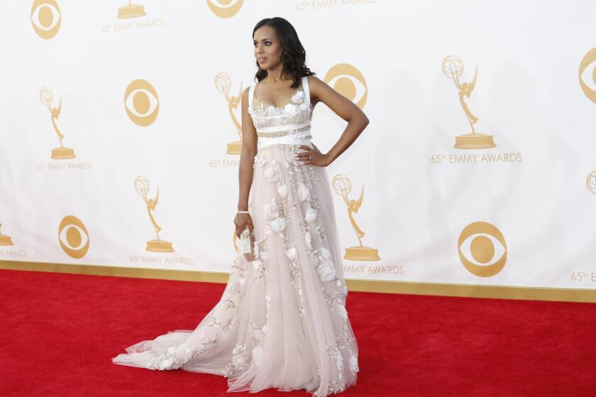 Kerry Washington of "Scandal" is reportedly pregnant and about four months along, according to reports. Above, Washington at the Emmy Awards in September.