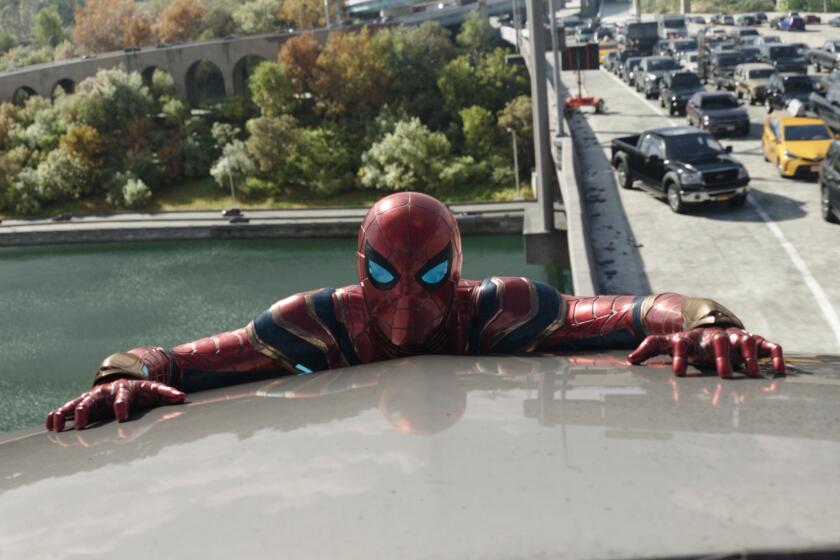 SHOT 3, FINAL: VFX shot progression of Tom Holland's present-day Spider-Man in an extended action sequence set on New York's Alexander Hamilton Bridge in the film "Spider-Man-No Way Home."