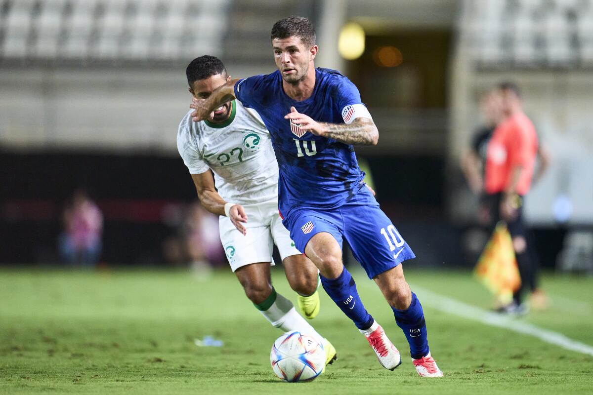 U.S. forward Christian Pulisic controls the ball during an international friendly against Saudi Arabia in September.