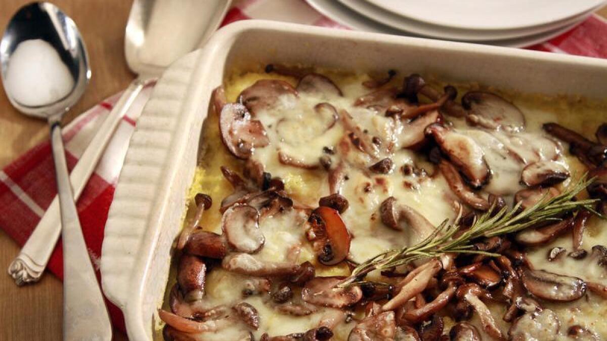 Try baking polenta in the oven before topping with mushrooms and Fontina cheese.