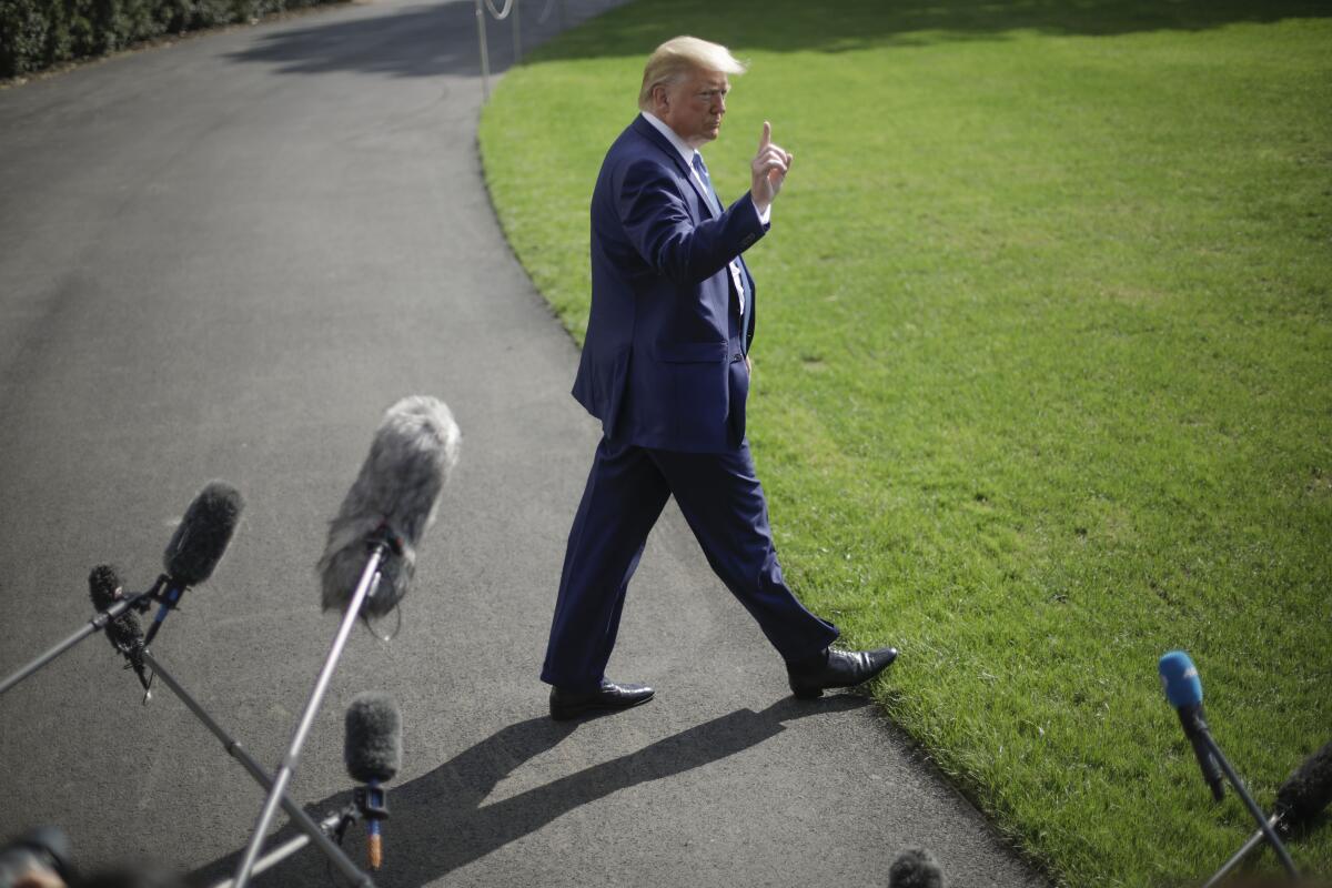 President Trump at the South Lawn of the White House