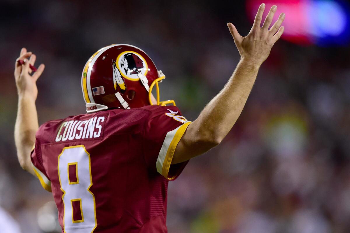 Quarterback Kirk Cousins during a game against the Seattle Seahawks at FedExField Landover, Md.