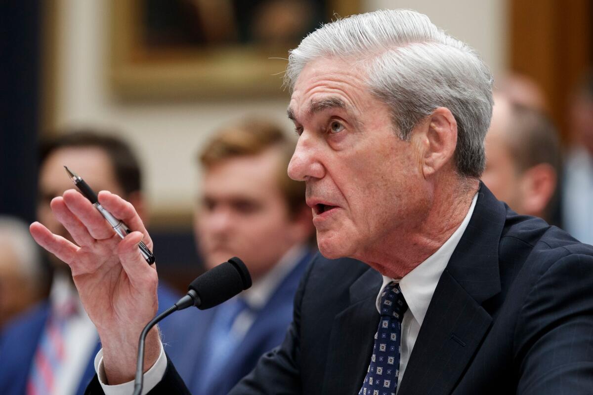Robert Mueller testifies on July 24 before the House Intelligence Committee 