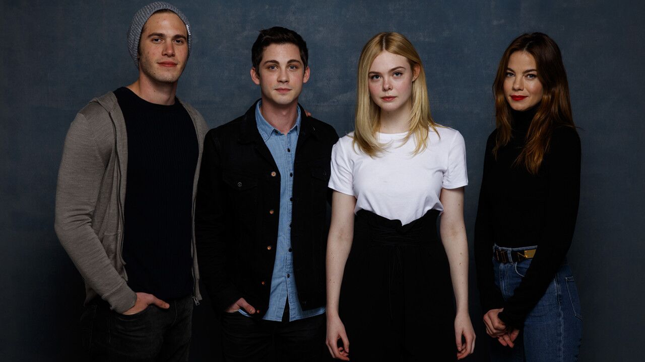 Actor Blake Jenner, actor Logan Lerman, actress Elle Fanning and actress Michelle Monaghan from the film "Sidney Hall."