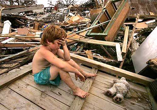 Dillan Chancey, 7, rode out Hurricane Katrina in Biloxi with his mother and father. The family lost virtually everything it owned in the storm.