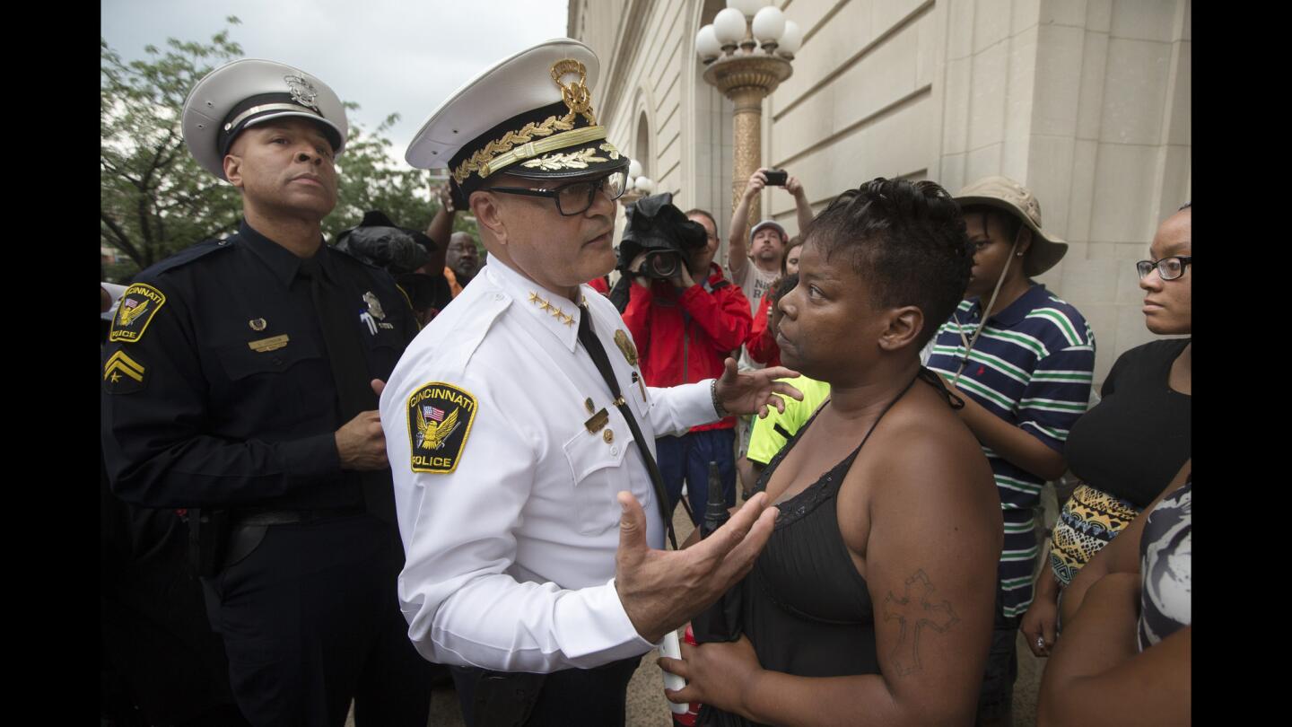 Police chief meets protesters