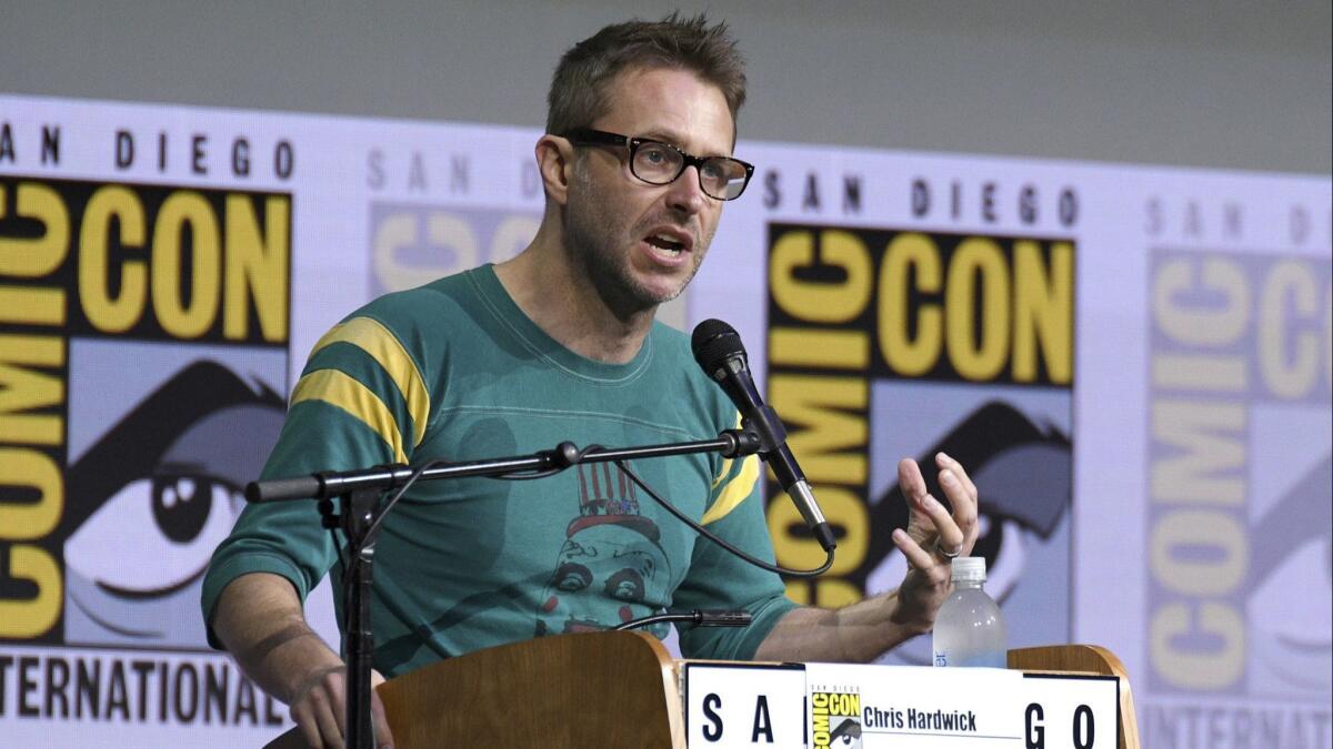 Chris Hardwick moderates the "Fear The Walking Dead" panel during a previous iteration of Comic-Con International in San Diego.