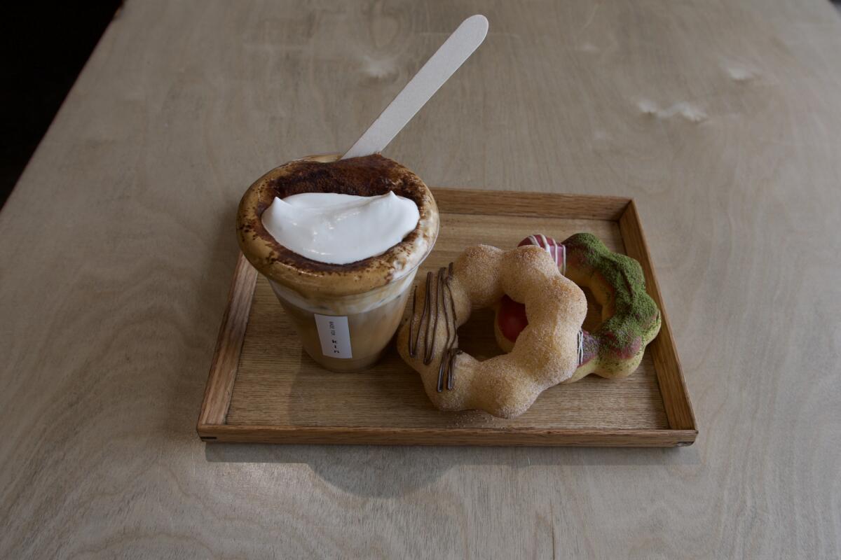 An Einspanner and doughnuts from Kin Bakeshop.