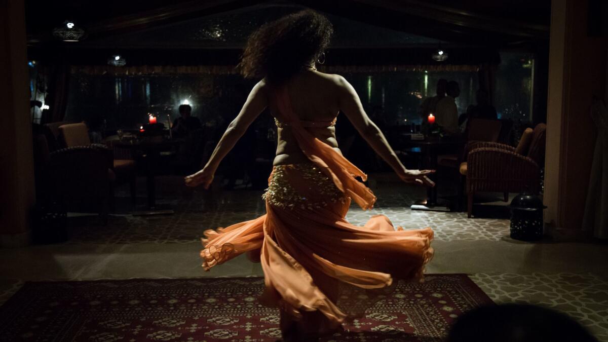 Belly dancer Nesma performs at a high-end hotel in Cairo.