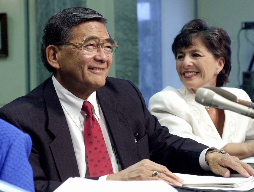Former Rep. Norman Mineta appears at a Capitol Hill hearing in 2000.
