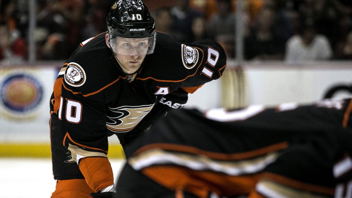 Ducks right wing Corey Perry, moving into position for a face-off against Calgary in Game 5, will start the series opener against the Blackhawks after recovering from a right knee injury.