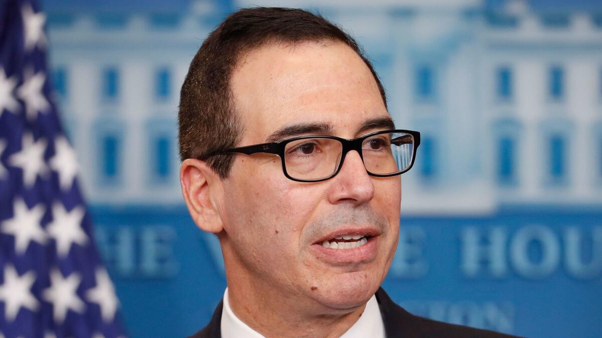 Treasury Secretary Steven Mnuchin, shown in February, said of enacting tax reform: “It is fair to say it is probably delayed a bit because of the healthcare” debate.