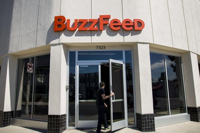 LOS ANGELES, CA -- OCTOBER 7, 2013--The exterior of the Los Angeles headquarters of the website Buzzfeed.com, on Beverly Boulevard, photographed Oct. 7, 2013. (Jay L. Clendenin / Los Angeles Times)