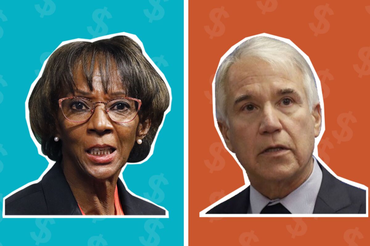 Incumbent Jackie Lacey and challenger George Gascón are in the race for Los Angeles County district attorney.