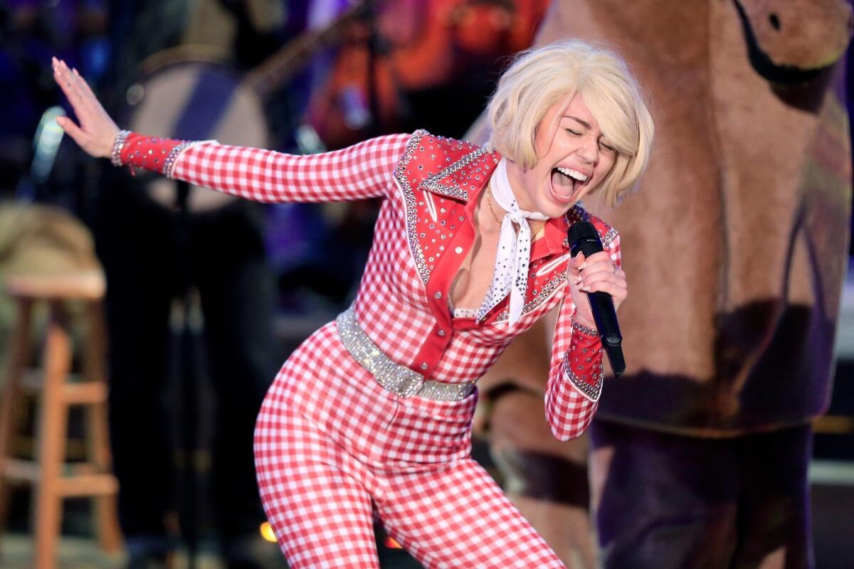Miley Cyrus performs on "Unplugged," which premiered Wednesday night on MTV.