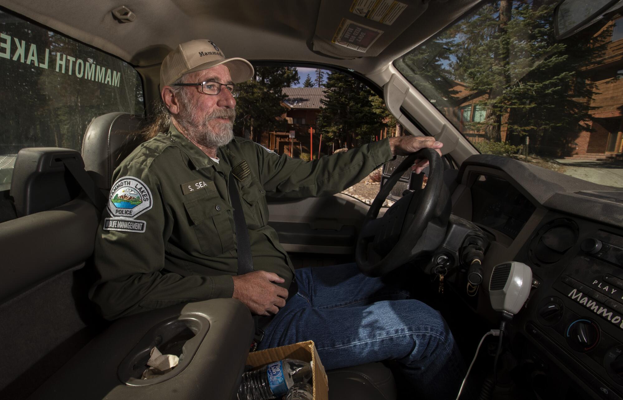 "Bear whisperer" Steve Searles patrols the town of Mammoth Lakes.