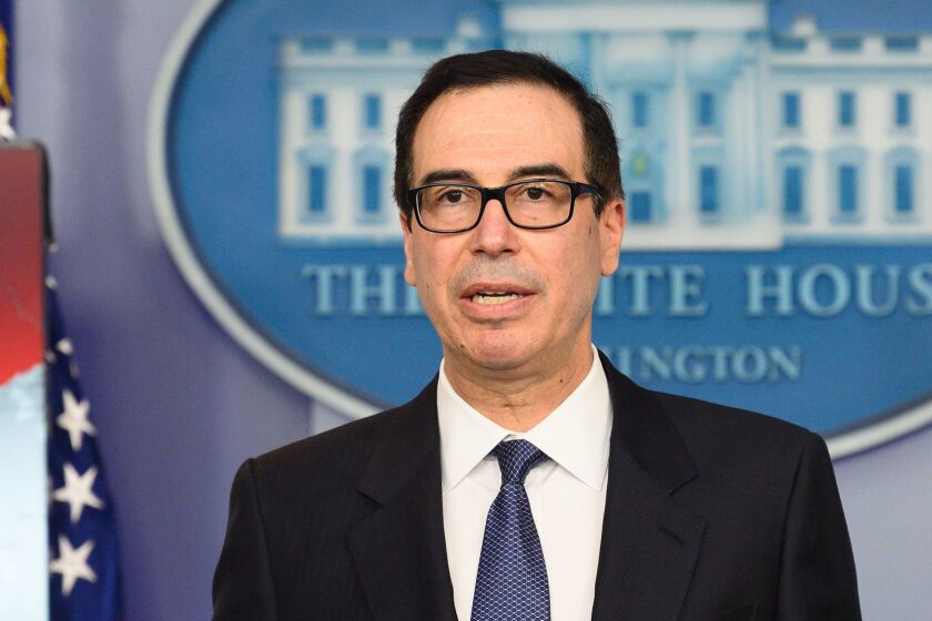 Steven Mnuchin, United States Secretary of the Treasury, in the White House Press Briefing room at the White House in Washington, D.C., on January 28, 2019. (Michael Brochstein/Sipa USA/TNS) ** OUTS - ELSENT, FPG, TCN - OUTS **