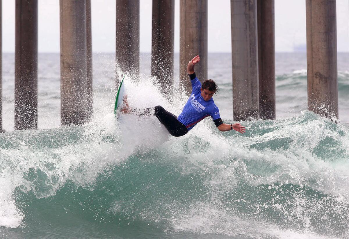 Griffin Colapinto of San Clemente does a cutback during the final heat of the 2021 U.S. Open of Surfing.