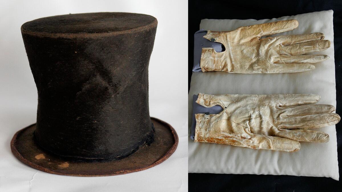 Abraham Lincoln's iconic stovepipe hat and bloodstained gloves he carried on the night of his death are among the artifacts at the Abraham Lincoln Presidential Library and Museum in Springfield, Ill.