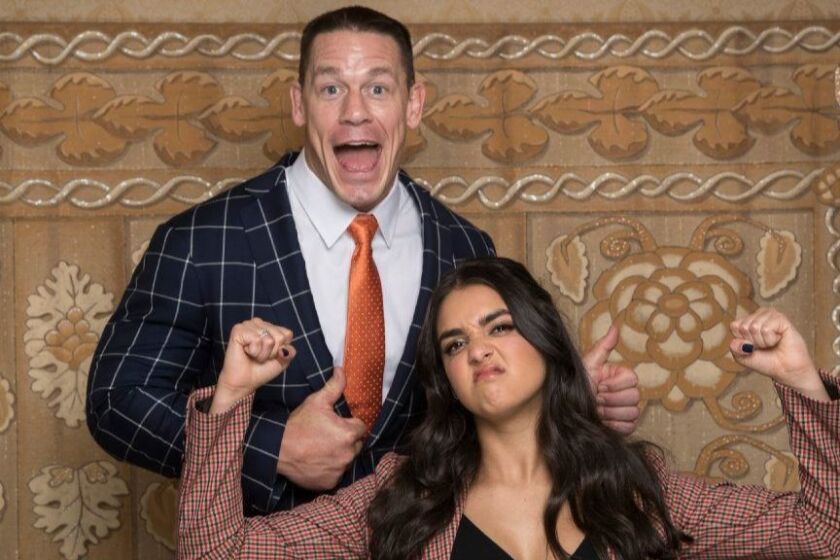 BEVERLY HILLS, CALIF. -- WEDNESDAY, MARCH 21, 2018: Onscreen father-and-daughter John Cena and Geraldine Viswanathan, who star in "Blockers," pose for portraits at the Montage Beverly Hills hotel in Beverly Hills, Calif., on March 21, 2018. (Brian van der Brug / Los Angeles Times)