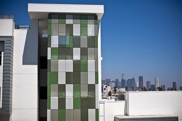 A staircase shows flashes of modern design and gives students impressive views of L.A.