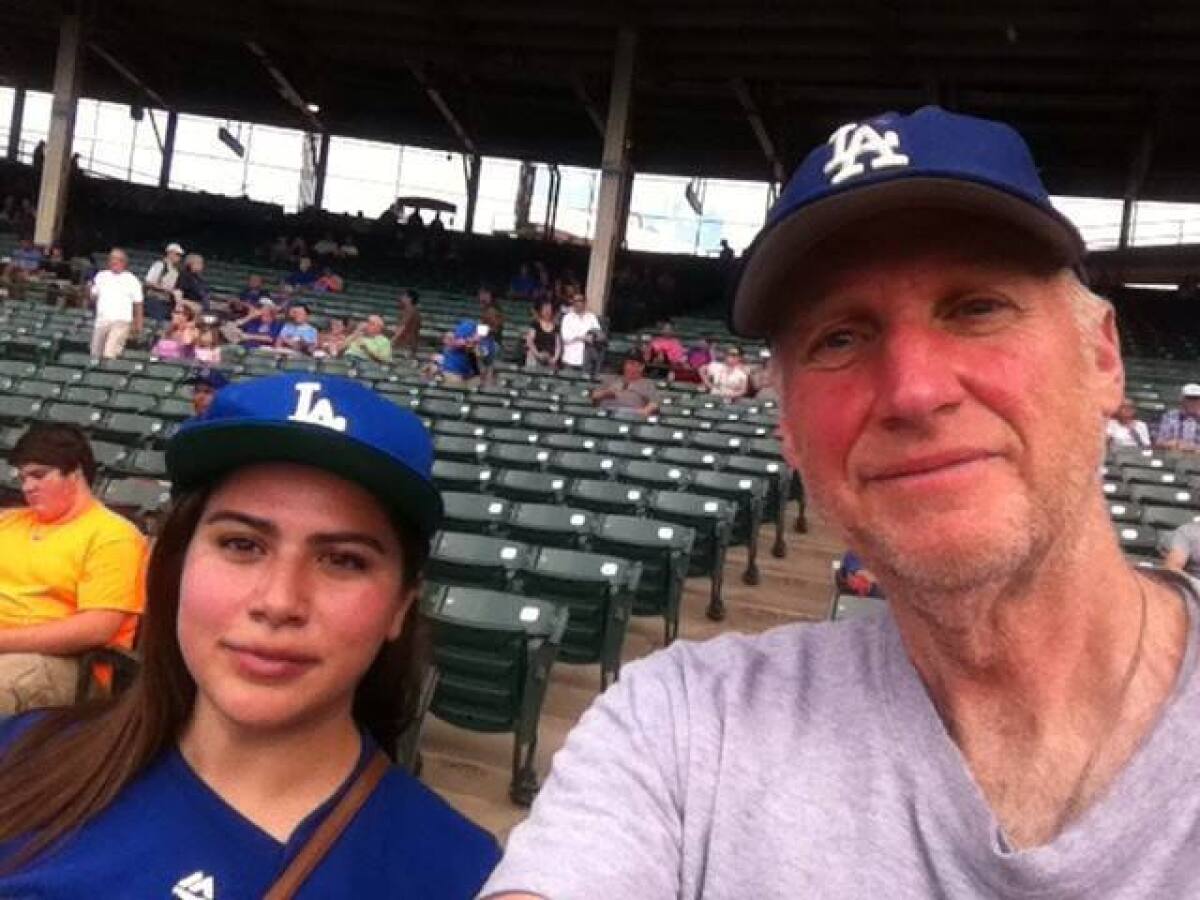 Michael Amodei with his daughter, Ellen Amodei, during his 50th straight year seeing the Dodgers play in person.