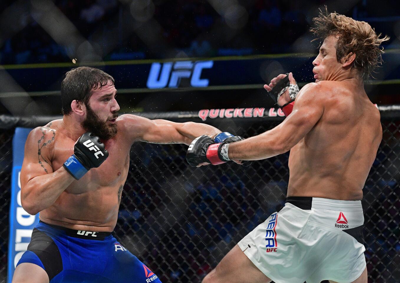 Jimmie Rivera, left, beat Urijah Faber by decision Sept. 10 at UFC 203 in Cleveland.