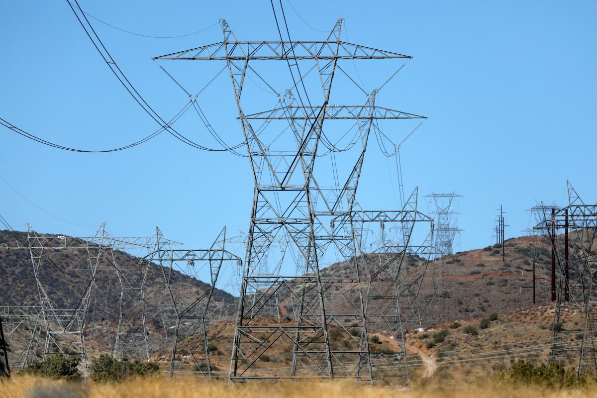 Electric transmission lines in Palmdale, CA. 