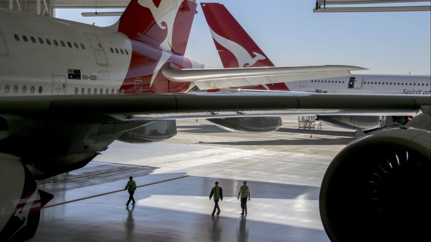 Qantas Airways' hangar at LAX.