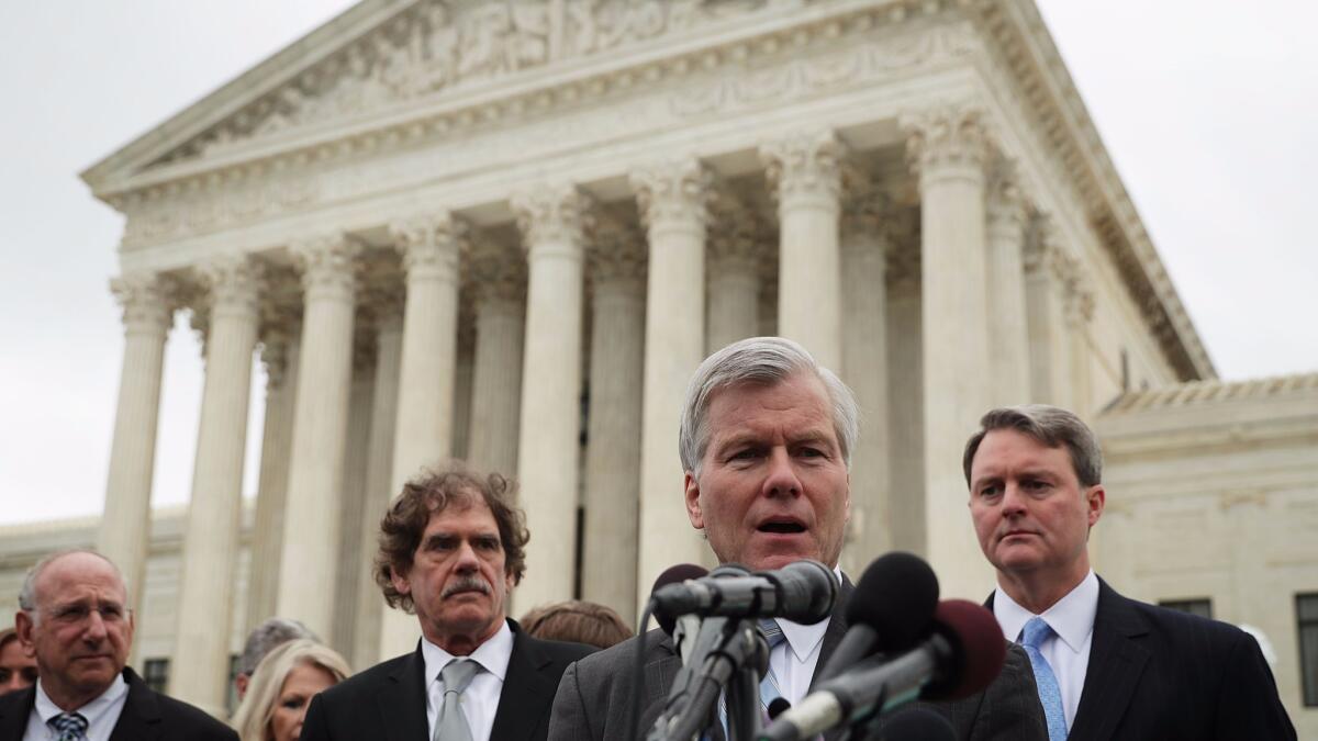 Former Virginia Gov. Robert McDonnell, whose bribery conviction was overturned by the Supreme Court on Monday.