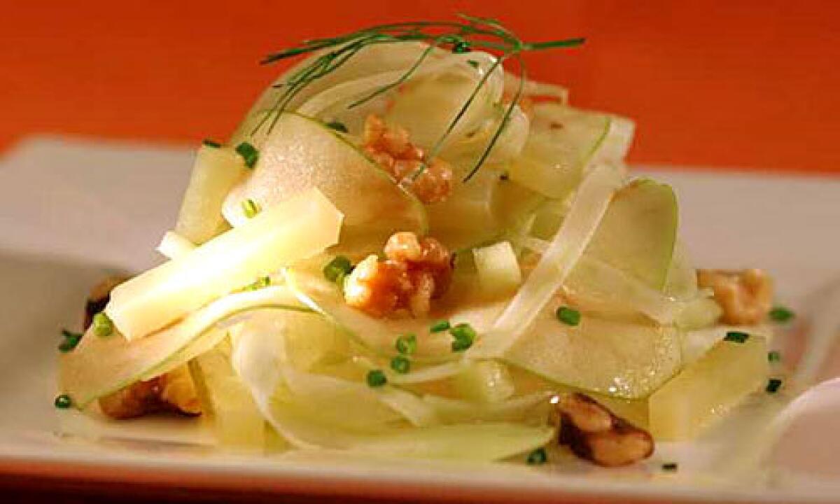 This salad is served as a starter. Recipe: Apple and fennel salad