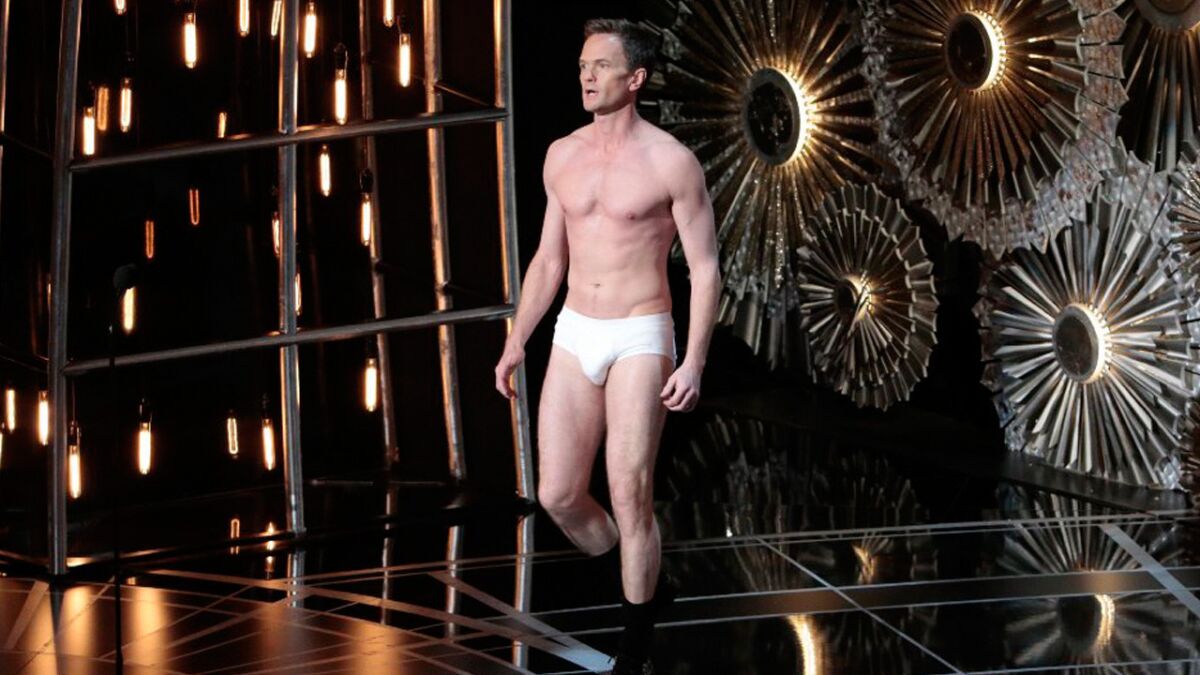 Neil Patrick Harris walks onstage in his tighty whities during the 2015 Oscars telecast. A new study of more than 15,000 men examines the average length of a penis.