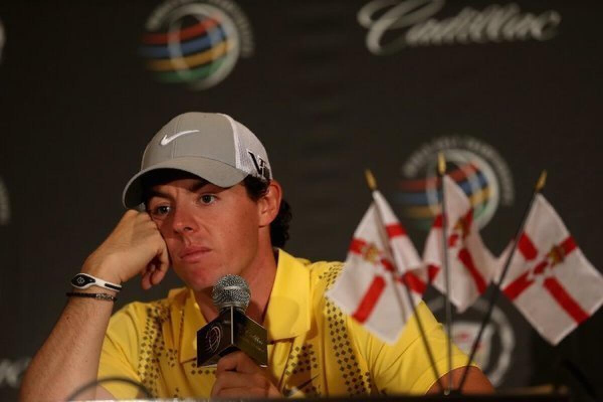 Rory McIlroy talks to the media Wednesday.
