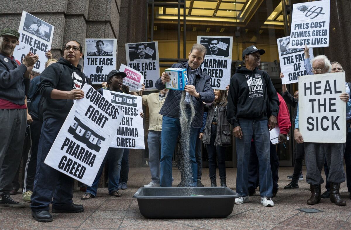 Activists protested profiteering by drug companies during a demonstration in 2015.