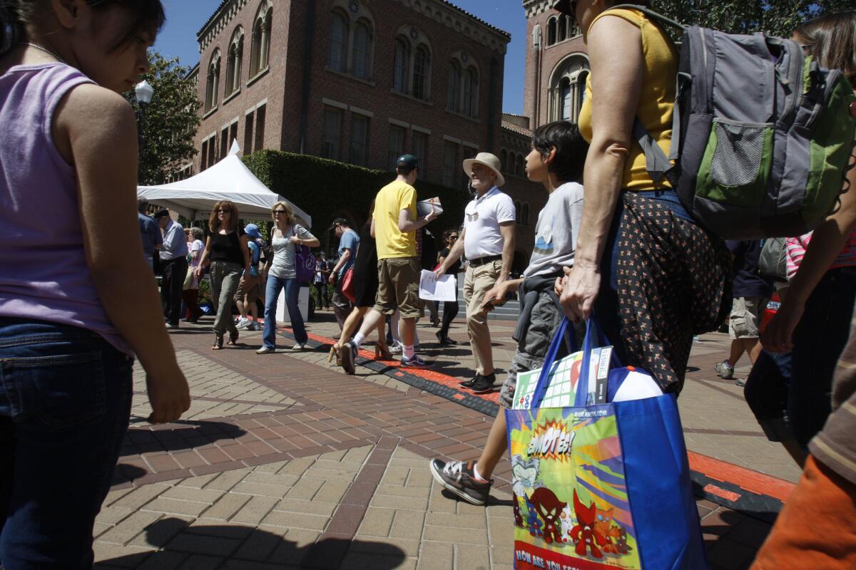Crowds at the Los Angeles Times Festival of Books at USC.