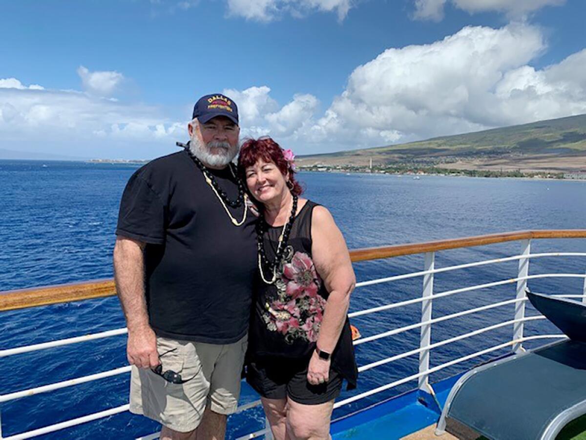 Mike and Susan Dorety aboard the Grand Princess cruise ship.
