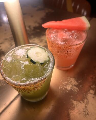 Picosita and watermelon margaritas from Maestro restaurant in Pasadena.