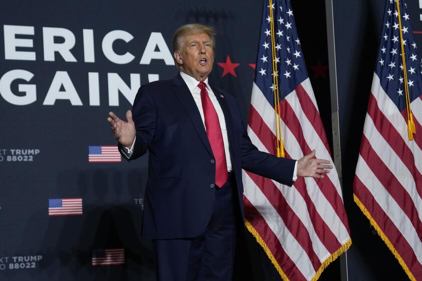 Former President Donald Trump speaks during a rally, Wednesday, Sept. 20, 2023, in Dubuque, Iowa. (AP Photo/Charlie Neibergall)