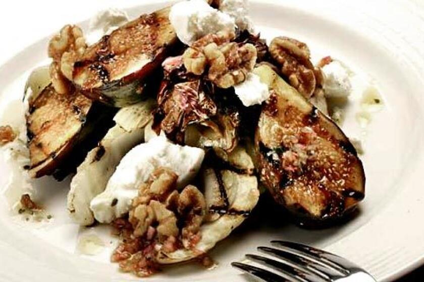 Grilled figs, radicchio and fennel are combined with goat cheese and walnuts and tossed with a sherry vinaigrette. Recipe: Grilled fig salad