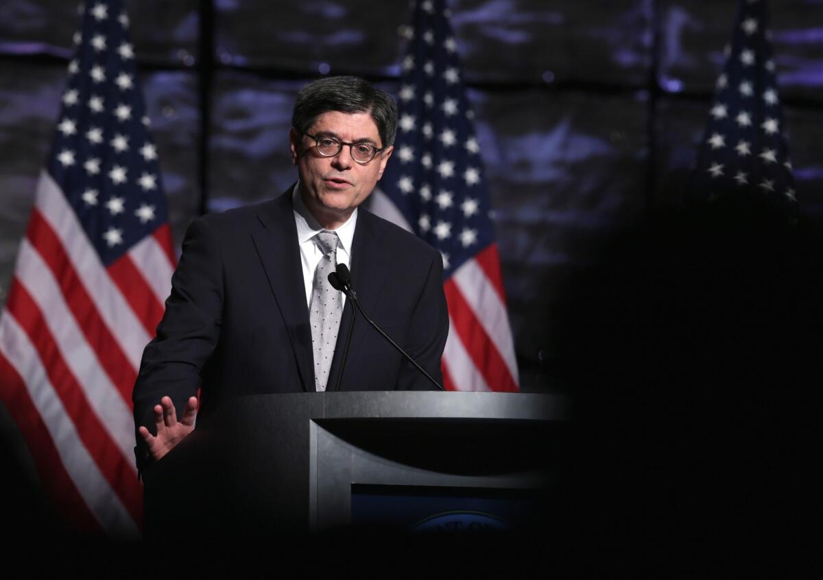 "We are always looking for ways to provide added flexibility and common-sense solutions to how people pay for their healthcare," Treasury Secretary Jacob Lew said. Above, Lew speaks at an unrelated investment summit.