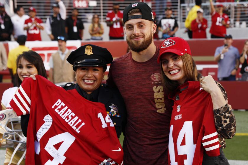 Sgt. Joelle Harrell, S.F. 49ers wide receiver Ricky Pearsall, and S.F. General Hospital surgeon Dr. Lucy Kornblith 