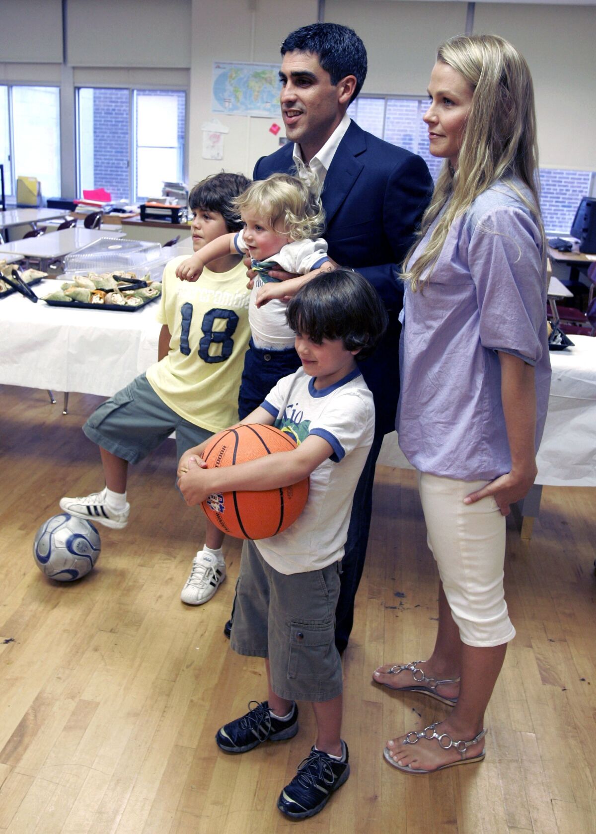 Claudio Reyna and his wife Daniele pose with their children, Jacques, 9, Joa, 17 months, and Giovanni, 5, in 2008